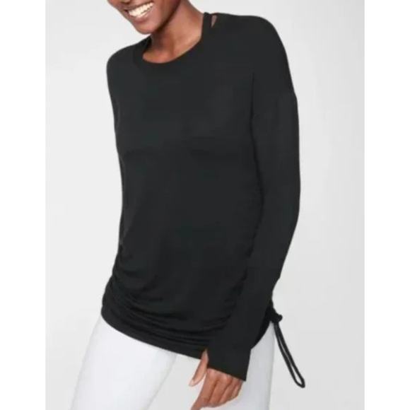 Athleta Drishti Ruched Sweatshirt - Medium - Black - 405166 - Picture 1 of 6